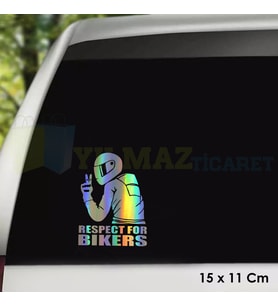 Respect For Bikers Motosiklet Saygı Hologram Oto Sticker Motosiklet Cam Yapıştırma Etiket 15 X 11 Cm