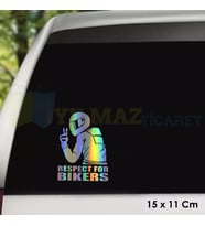 Respect For Bikers Motosiklet Saygı Hologram Oto Sticker Motosiklet Cam Yapıştırma Etiket 15 X 11 Cm
