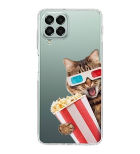 PrintiFy Samsung Galaxy M33 ile Uyumlu 1mm Slim Fit Kedi 1 050b Baskılı Şeffaf  Kılıf