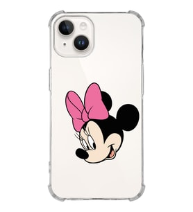 Apple iPhone 14 Uyumlu Köşe Korumalı Antişok Kapak Minnie Mouse Tasarımlı Şeffaf  Kılıf