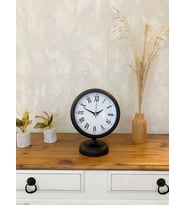 Pilelistore  Siyah Metal Roma Rakamlı Masa Saati 25×20 cm