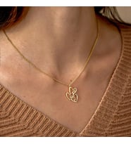 Kişiye Özel Tasarım 3 Harf Kalp Kolye 925K Gümüş (Gold)