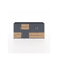 Arges Konsol 4 Raflı 5 Çekmeceli 4 Kapaklı 176x30x99 Antrasit-Antrasit/Çam