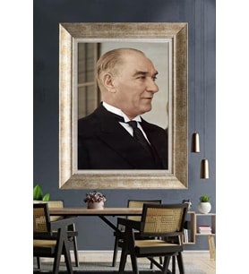 Gümüş Çerçeveli Atatürk Tablo ds30