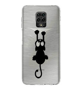 Xiaomi Redmi Note 9 Pro  Kamera Korumalı Kapak Çizgi Kedi Tasarımlı Şeffaf  Kılıf