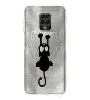 Xiaomi Redmi Note 9 Pro  Kamera Korumalı Kapak Çizgi Kedi Tasarımlı Şeffaf  Kılıf