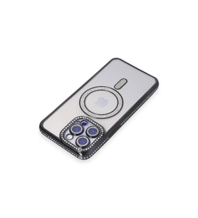 İphone 14 Pro Max Kılıf Joke Simli Magneticsafe Kılıf - Siyah