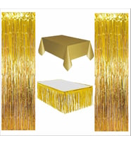 4 PARÇA GOLD MASA ÖRTÜSÜ,GOLD MASA ETEĞİ, 2 ADET GOLD ARKA FON
