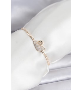 Kuğu Model Zirkon Taşlı Gold Renk Asansörlü Su Yolu Bileklik 5886 - HPSBYI7215-2309
