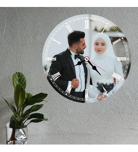 Roma Rakamlı Kişiye Özel Fotoğraflı Ahşap Duvar Saati