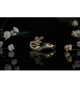 Yaprak Işıltısı Yüzük (Rose - Gold)