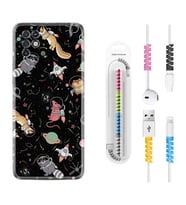 INFINIX Note 11 Pro Note 10 Hot 9 Play Kılıf Kablo Koruma Spiral Silikon Planet Animals 1771
