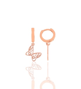 Gümüş desenli kelebek küpe (Rose)