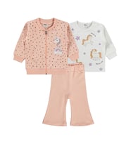 Civil Baby Unicorn Nakışlı Hırkalı 6-18 Ay Takım - Pudra
