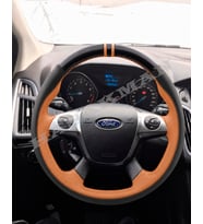 Ford Kuga Mk2 Dikme Direksiyon Kılıfı Parlak Siyah Taba Detaylı Taba Çift Yüzük ve Dikiş 2012-2019