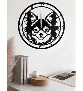 ALPHA METAL DESIGN  Köpüş Duvar Saati - 41X41 Cm Metal Duvar Saati - Köpek Temalı Siyah Duvar Saati AMD3100