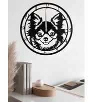 ALPHA METAL DESIGN  Köpüş Duvar Saati - 41X41 Cm Metal Duvar Saati - Köpek Temalı Siyah Duvar Saati AMD3100