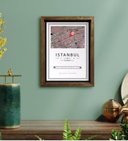BK Gift Kişiye Özel Renkli İstanbul Haritası Tasarımlı Doğal Masif Ahşap Çerçeveli Tablo 30x40cm-2