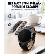 3 Kordonlu AMOLED Ekran Bluetooth Aramalı Akıllı Saat Metal, Deri ve Silikon Kordon Seti