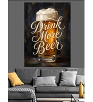 Drink More Beer Retro Tabela Dekoratif Kanvas - Mdf Ahşap Tablo