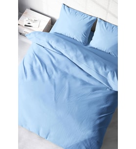 Lastikli ÇarşaflıÇift Kişilik Nevresim Takımı Soft Mavi Lux Pamuk Ranforce