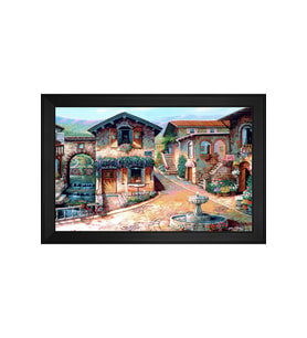 Manzara Temalı Kanvas Tablo 50 x 70 cm Siyah Çerçeve