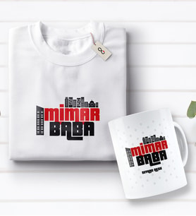 BK Gift Kişiye Özel Mimar Baba Tasarımlı Beyaz Tişört ve Kupa Seti-1 (Model 1)