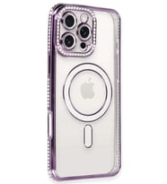 iPhone 16 Pro Kılıf Joke Simli Magneticsafe Kılıf - Derin Mor