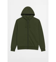 Erkek Fermuarlı Kapüşonlu İçi Polarlı Haki Sweatshirt
