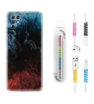 INFINIX Note 11 Pro Note 10 Hot 9 Play Kılıf Kablo Koruma Spiral Silikon Red Blue Black Abstact 1386