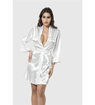 Arias Closet Ekru Kısa Saten Sabahlık