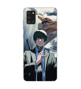Samsung Galaxy A21S Uyumlu Chainsaw Man Tasarımlı Şeffaf Telefon Kılıfı