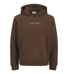 Jack & Jones JJSKI Kapüşonlu Sweatshirt – Erkek Logo Hoodie AW25 (Kahverengi)