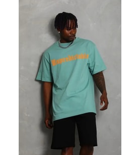 Erkek Baskılı T-Shirt Kısa Kol Bisiklet Yaka Regular Fit Rahat Kalıp Günlük Tişört - Mint Yeşili