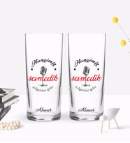 BK Gift Kişiye Özel Renkli Baskılı Çılgınlar Gibi Tasarımlı İkili Rakı Bardağı Seti-1 (Beyaz)