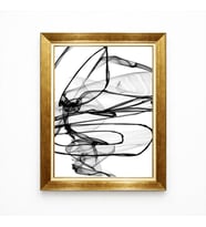 Tablore Minimalist Siyah Beyaz Soyut Çizgili Gold Çerçeveli Modern Salon Tablosu