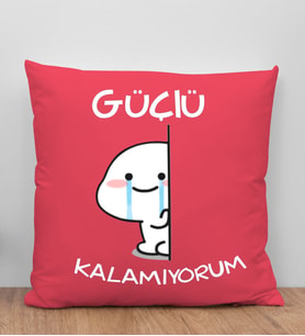 BK Gift Güçlü Kalamıyorum Tasarımlı Kırmızı Kırlent Yastık, Arkadaşa Hediye, Ev Dekorasyonu, Ev Hediyesi-1