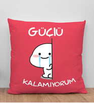BK Gift Güçlü Kalamıyorum Tasarımlı Kırmızı Kırlent Yastık, Arkadaşa Hediye, Ev Dekorasyonu, Ev Hediyesi-1