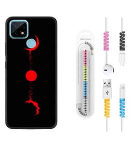 Realme C11 C21 C21Y C25Y C11 2021 Kılıf Kablo Koruma Spiral Silikon Red Moon 1710