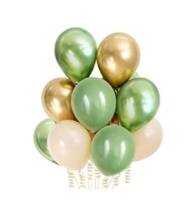 Retro Beyaz, Metalik Yeşil, Gold Krom, Küf Yeşili 12''Latex Balon 10 Adet