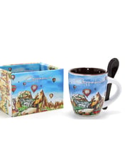 Kaşıklı Yöresel Kahve Fincanı Tekli Model 1 (Çok Renkli)