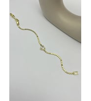 Çelik Gold Ezme Taşlı Kalp Bileklik - 25-blk177