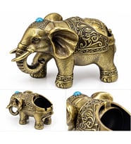 Kapaklı Metal Fil Figürlü Küllük 20*9 Cm