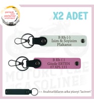 Yol Tutkunları, İsim Plaka ve B Rh (-) Kan Grubu, Kişiye Özel 2'li Anahtarlık Seti, Beyaz-Pembe-Laci