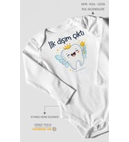 İlk Dişim Çıktı Uzun Kollu Çıtçıtlı Bebek Body