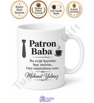 Patron Baba Yazılı Komik Tasarım Kupa Bardak Babalar Günü Hediye