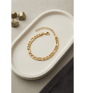 316L Çelik Gold Renk Figaro Zincir Model Erkek Bileklik TJ-EB3810