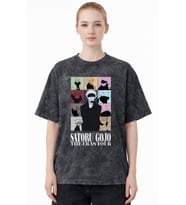 Gojo Satoru Jujutsu Kaisen Anime Baskılı Unisex Oversize Eskitme Yıkamalı Tişört