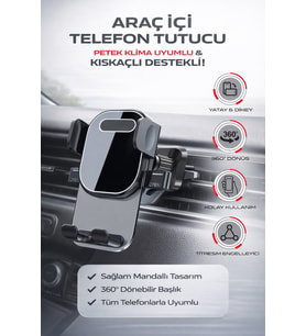 Araç İçi havalandırma Telefon Tutucu Petek Kıskaçlı 360° Döner Sabitleyici Destekli Universal Tutucu