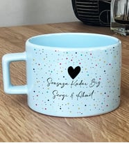 Kişiye Özel Sonsuza Kadar Biz Hediye Pastel Fincan Sevgiliye Hediye (Mavi)